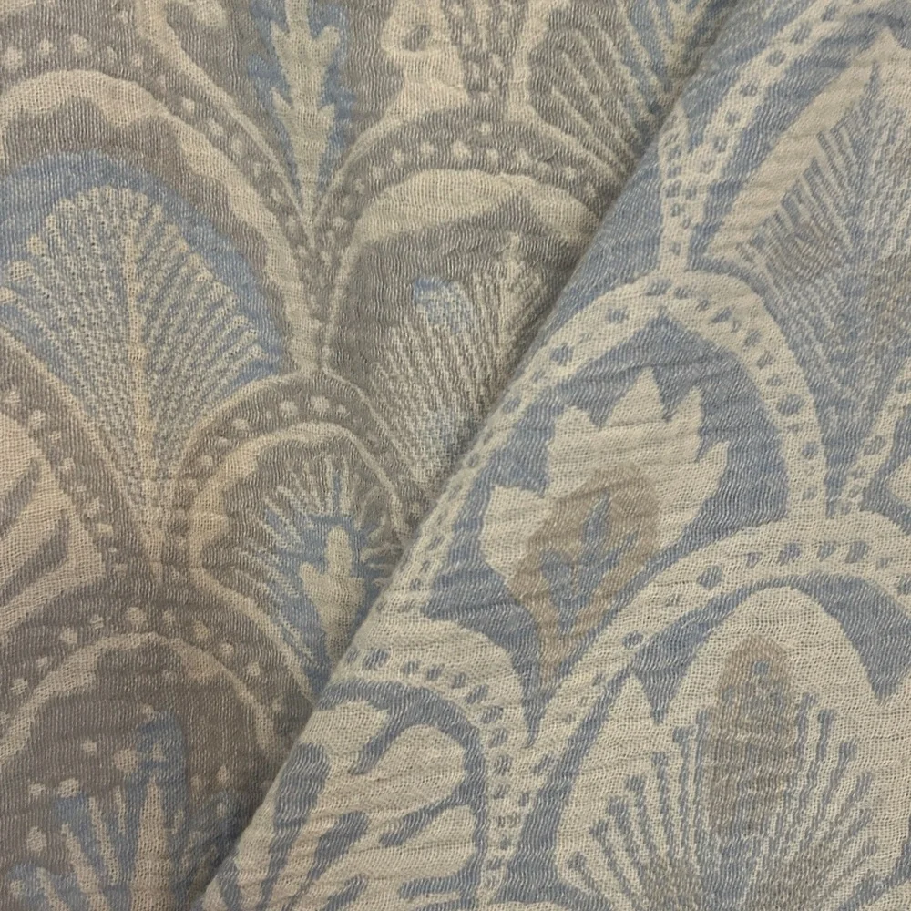 DECO SUCCULENTS Blue + Gray Loom Weave Organic Cotton Set of 2 NEW With Tags